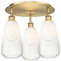 Brookhaven Almond 18" Wide 3-Light Brushed Brass Flush Mount w/ Opal Shade