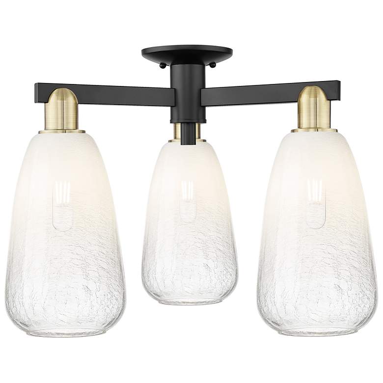 Image 1 Brookhaven Almond 24"W 3 Light Black Brass Semi-Flush With Opal Shade