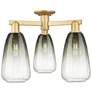 Brookhaven Almond 24"W 3 Light Brushed Brass Semi-Flush w/ Slate Shade