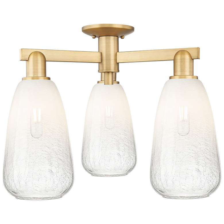 Image 1 Brookhaven Almond 24"W 3 Light Brushed Brass Semi-Flush With Opal Shade