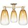 Brookhaven Almond 24"W 3 Light Champagne Semi-Flush With Amber Shade