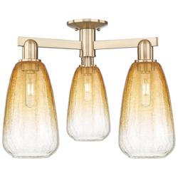 Brookhaven Almond 24"W 3 Light Champagne Semi-Flush With Amber Shade