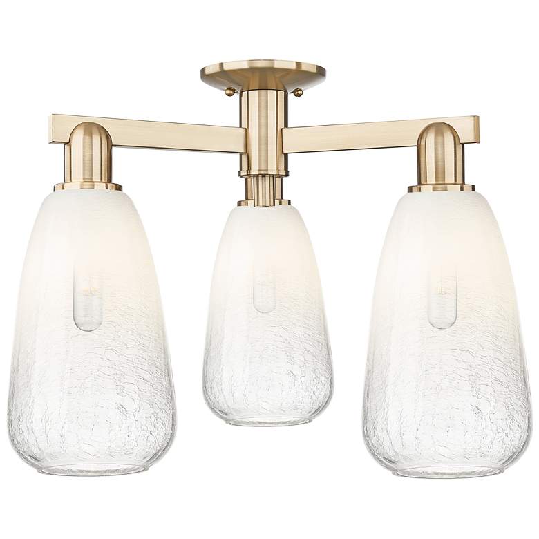 Image 1 Brookhaven Almond 24"W 3 Light Champagne Semi-Flush With Opal Shade