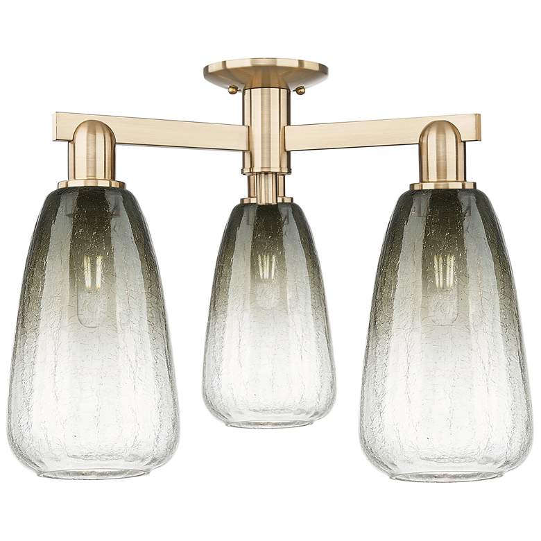 Image 1 Brookhaven Almond 24"W 3 Light Champagne Semi-Flush With Slate Shade