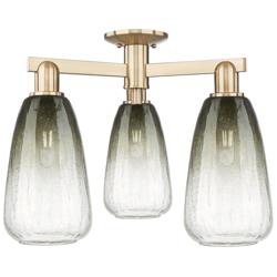 Brookhaven Almond 24"W 3 Light Champagne Semi-Flush With Slate Shade