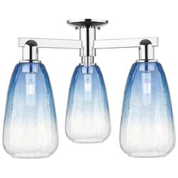 Brookhaven Almond 24"W 3 Light Chrome Semi-Flush With Sapphire Shade