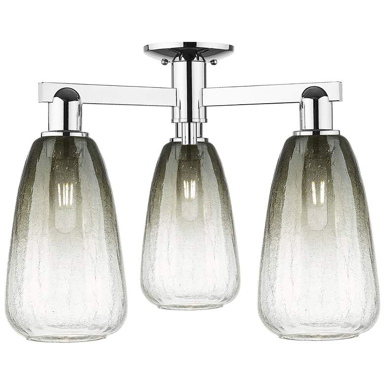 Image 1 Brookhaven Almond 24"W 3 Light Chrome Semi-Flush With Slate Shade