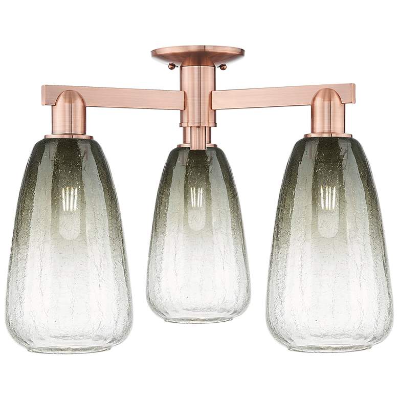 Image 1 Brookhaven Almond 24"W 3 Light Copper Semi-Flush With Slate Shade