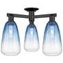 Brookhaven Almond 24"W 3 Light Matte Black Semi-Flush w/ Sapphire Shade