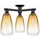 Brookhaven Almond 24"W 3 Light Matte Black Semi-Flush With Amber Shade