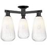 Brookhaven Almond 24"W 3 Light Matte Black Semi-Flush With Opal Shade