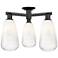 Brookhaven Almond 24"W 3 Light Matte Black Semi-Flush With Opal Shade