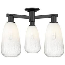 Brookhaven Almond 24"W 3 Light Matte Black Semi-Flush With Opal Shade