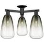 Brookhaven Almond 24"W 3 Light Matte Black Semi-Flush With Slate Shade