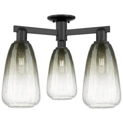 Brookhaven Almond 24"W 3 Light Matte Black Semi-Flush With Slate Shade