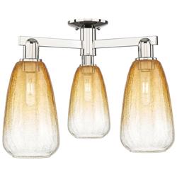 Brookhaven Almond 24"W 3 Light Nickel Semi-Flush w/ Amber Shade