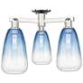 Brookhaven Almond 24"W 3 Light Nickel Semi-Flush w/ Sapphire Shade