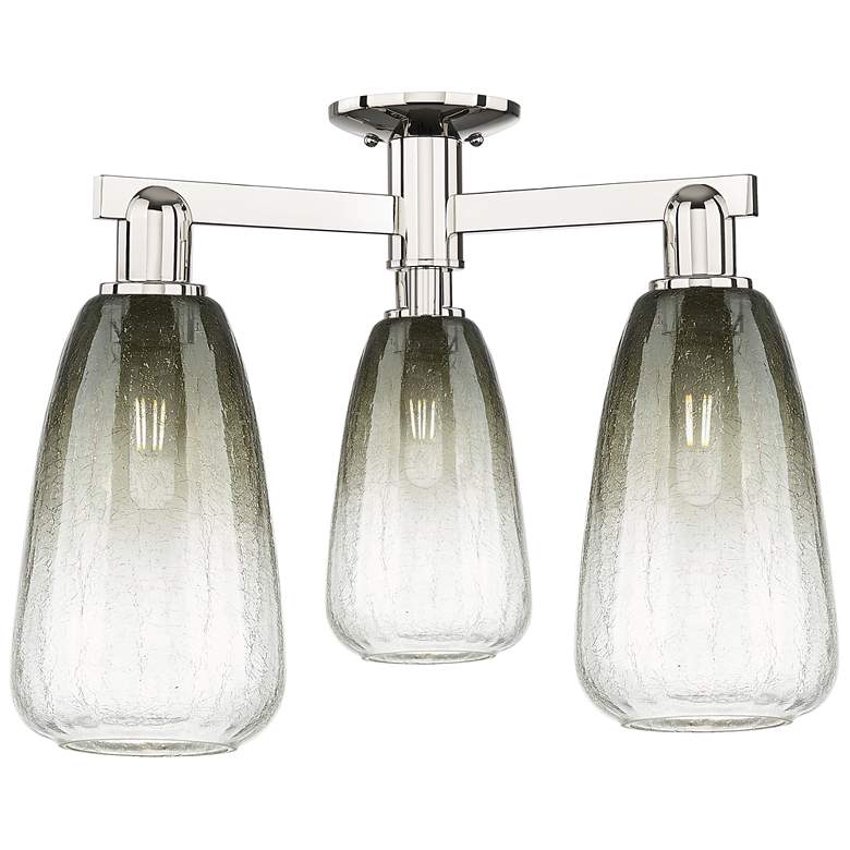 Image 1 Brookhaven Almond 24"W 3 Light Nickel Semi-Flush w/ Slate Shade