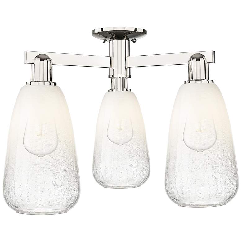 Image 1 Brookhaven Almond 24"W 3 Light Polished Nickel Semi-Flush w/ Opal Shade