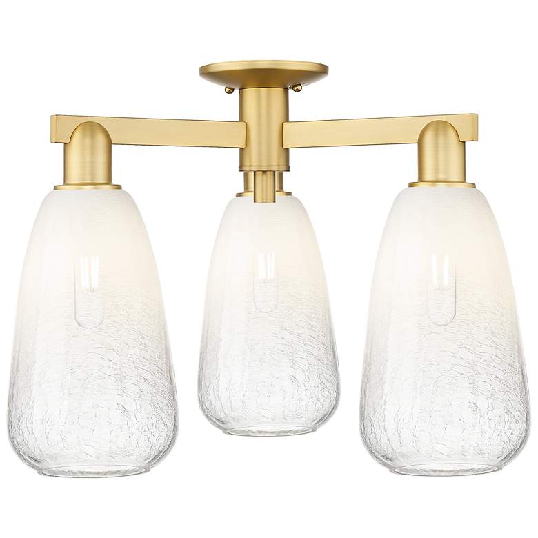 Image 1 Brookhaven Almond 24"W 3 Light Satin Gold Semi-Flush With Opal Shade