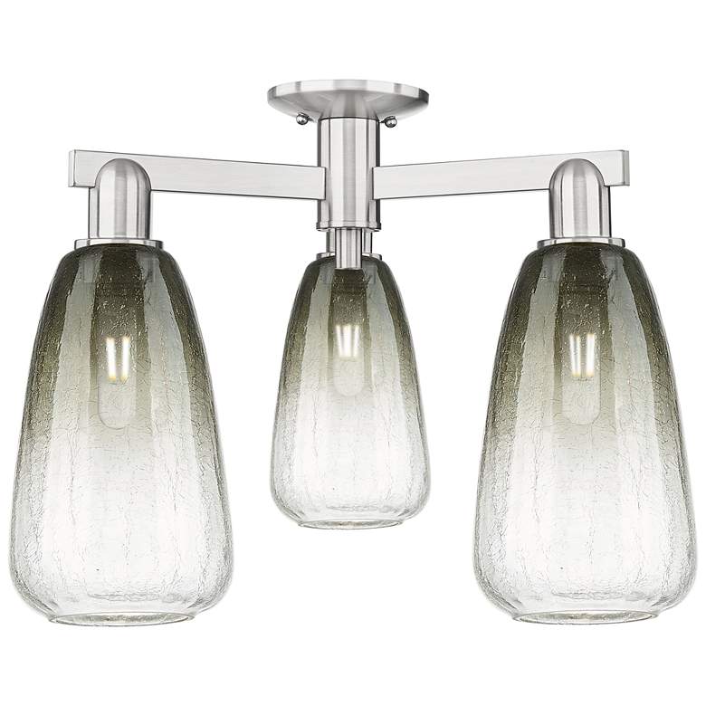 Image 1 Brookhaven Almond 24"W 3 Light Satin Nickel Semi-Flush w/ Slate Shade