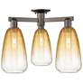Brookhaven Almond 24"W 3-Lt Oil Rubbed Bronze Semi-Flush w/ Amber Shade