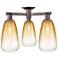 Brookhaven Almond 24"W 3-Lt Oil Rubbed Bronze Semi-Flush w/ Amber Shade