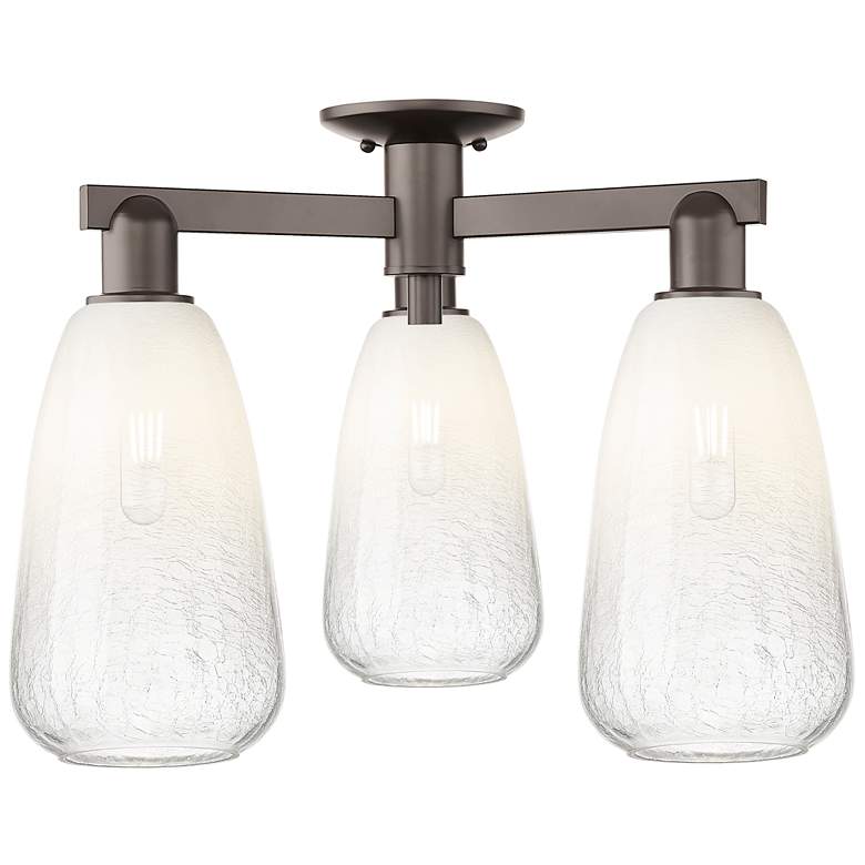 Image 1 Brookhaven Almond 24"W 3-Lt Oil Rubbed Bronze Semi-Flush w/ Opal Shade