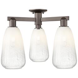 Brookhaven Almond 24"W 3-Lt Oil Rubbed Bronze Semi-Flush w/ Opal Shade