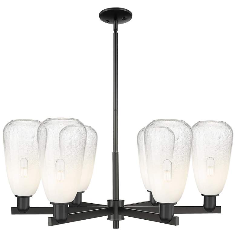 Image 1 Brookhaven Almond 24"W 6 Light Black Stem Chandelier w/ Opal Shade