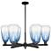 Brookhaven Almond 24"W 6 Light Black Stem Chandelier w/ Sapphire Shade
