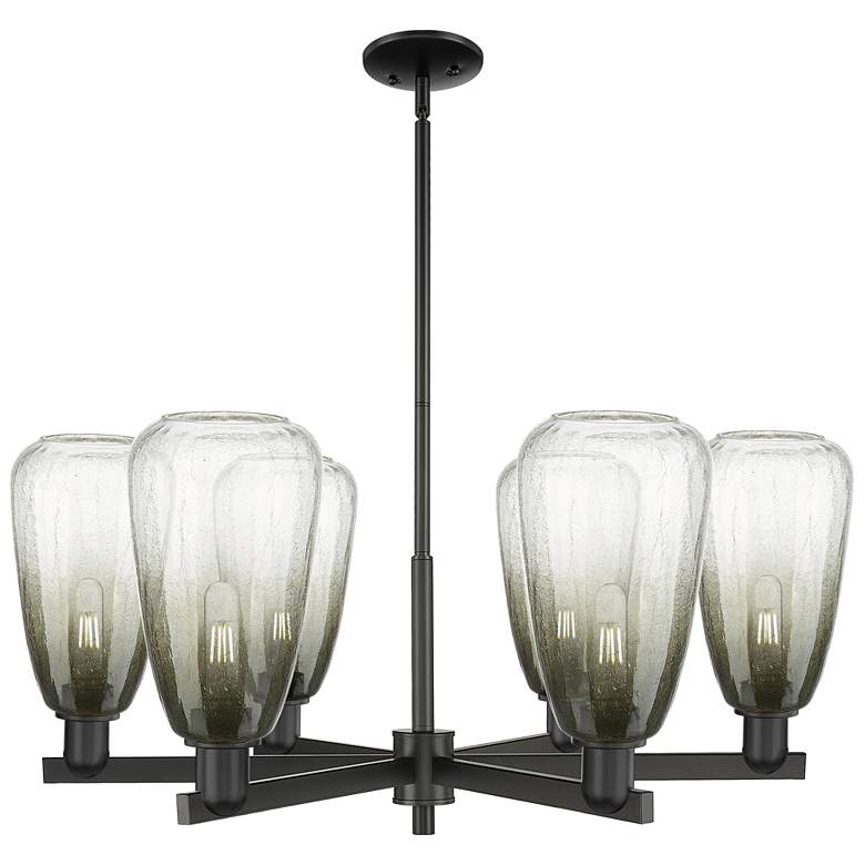 Image 1 Brookhaven Almond 24"W 6 Light Black Stem Chandelier w/ Slate Shade