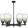 Brookhaven Almond 24"W 6 Light Black Stem Chandelier w/ Slate Shade
