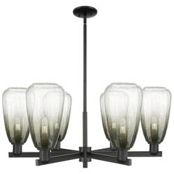 Brookhaven Almond 24"W 6 Light Black Stem Chandelier w/ Slate Shade