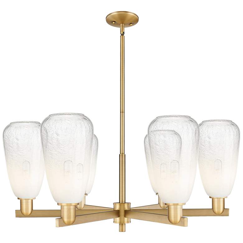 Image 1 Brookhaven Almond 24"W 6 Light Brass Stem Chandelier w/ Opal Shade