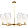 Brookhaven Almond 24"W 6 Light Brass Stem Chandelier w/ Opal Shade