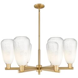 Brookhaven Almond 24"W 6 Light Brass Stem Chandelier w/ Opal Shade