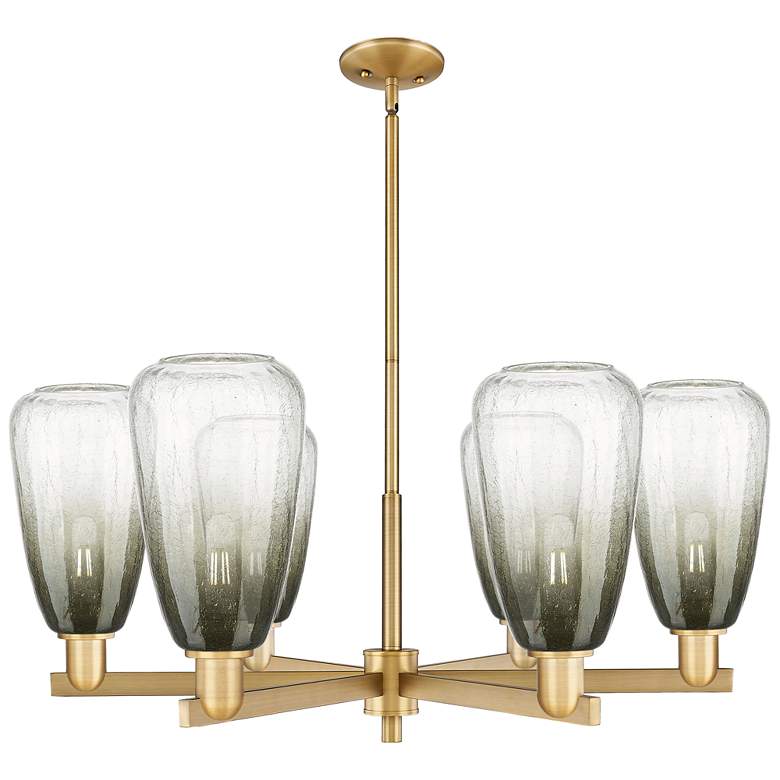 Image 1 Brookhaven Almond 24"W 6 Light Brass Stem Chandelier w/ Slate Shade
