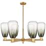 Brookhaven Almond 24"W 6 Light Brass Stem Chandelier w/ Slate Shade