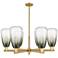 Brookhaven Almond 24"W 6 Light Brass Stem Chandelier w/ Slate Shade