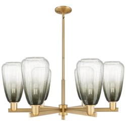 Brookhaven Almond 24"W 6 Light Brass Stem Chandelier w/ Slate Shade