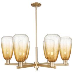 Brookhaven Almond 24"W 6 Light Champagne Stem Chandelier w/ Amber Shade