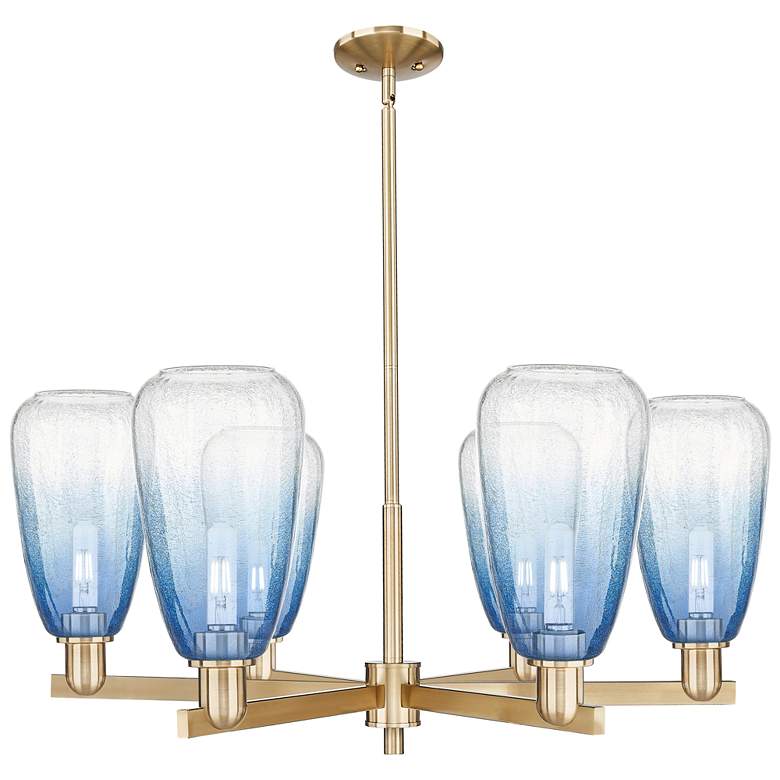Image 1 Brookhaven Almond 24"W 6 Light Champagne Stem Chandelier w/ Clear Shade