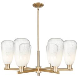 Brookhaven Almond 24"W 6 Light Champagne Stem Chandelier w/ Opal Shade