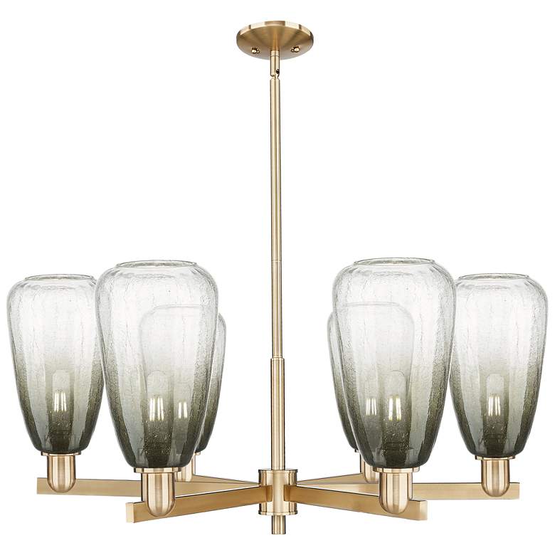 Image 1 Brookhaven Almond 24"W 6 Light Champagne Stem Chandelier w/ Slate Shade