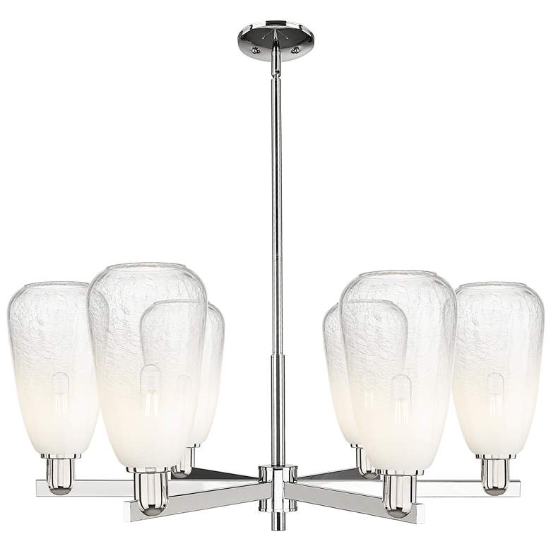 Image 1 Brookhaven Almond 24"W 6 Light Nickel Stem Chandelier w/ Opal Shade