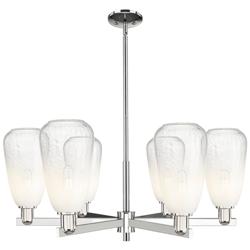 Brookhaven Almond 24"W 6 Light Nickel Stem Chandelier w/ Opal Shade