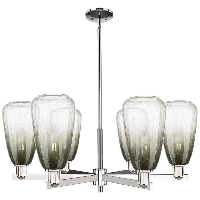 Image 1 Brookhaven Almond 24"W 6 Light Nickel Stem Chandelier w/ Slate Shade