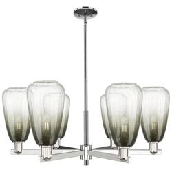 Brookhaven Almond 24"W 6 Light Nickel Stem Chandelier w/ Slate Shade