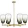 Brookhaven Almond 24"W 6-Lt Antique Brass Stem Chandelier w/ Slate Shade